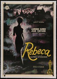 7a254 REBECCA linen Spanish R69 Alfred Hitchcock classic, wonderful different art by Mac Gomez!
