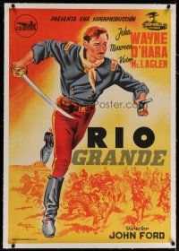 7a255 RIO GRANDE linen Spanish '52 full-length Raga art of John Wayne, directed by John Ford!