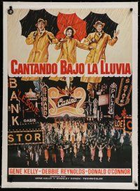 7a259 SINGIN' IN THE RAIN linen Spanish R82 Gene Kelly, Donald O'Connor, Debbie Reynolds, different!