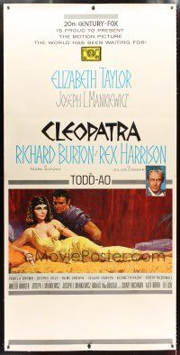 7b212 CLEOPATRA linen roadshow 3sh '63 Elizabeth Taylor, Richard Burton, Rex Harrison, Terpning art