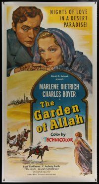 7b221 GARDEN OF ALLAH linen 3sh R49 art of Marlene Dietrich, Charles Boyer, love in desert paradise