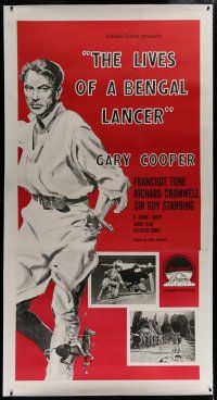 7b234 LIVES OF A BENGAL LANCER linen 3sh R58 great full-length artwork of Gary Cooper with gun!