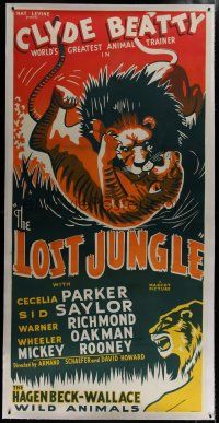 7b235 LOST JUNGLE linen 3sh R30s World's Greatest Animal Trainer Clyde Beatty, cool serial art!
