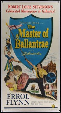 7b240 MASTER OF BALLANTRAE linen 3sh '53 Errol Flynn, Scotland, from Robert Louis Stevenson story!
