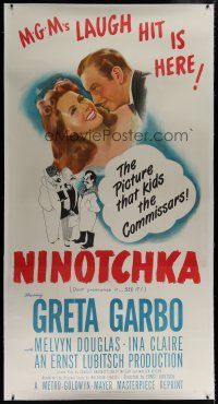 7b244 NINOTCHKA linen 3sh R48 art of Greta Garbo & Melvyn Douglas, Ernst Lubitsch, Hirschfeld art!