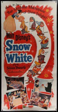 7b265 SNOW WHITE & THE SEVEN DWARFS linen 3sh R58 Walt Disney animated cartoon fantasy classic!