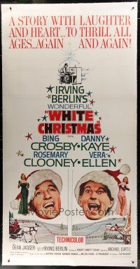 7b277 WHITE CHRISTMAS linen 3sh R61 Bing Crosby, Danny Kaye, Clooney, Vera-Ellen, musical classic!