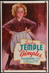 7b011 DIMPLES style A 1sh '36 great Fox stone litho of cute Shirley Temple with hands on hips!