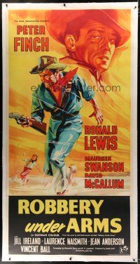 7b118 ROBBERY UNDER ARMS linen English 3sh '58 hold up goes wrong in Australian Outback, classic!