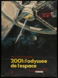 7b083 2001: A SPACE ODYSSEY Cinerama French 1p '68 Kubrick, Bob McCall space wheel art, ultra rare!