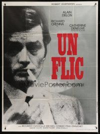 7b085 DIRTY MONEY French 1p '72 Jean-Pierre Melville's Un Flic, close up of smoking Alain Delon!