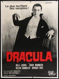 7b174 DRACULA linen French 1p R60s Tod Browning, Bela Lugosi vampire classic!