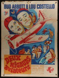 7b089 KEEP 'EM FLYING French 1p '48 different Belinsky art of pilots Bud Abbott & Lou Costello!