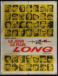7b183 LONGEST DAY linen French 1p '62 WWII D-Day classic, portraits of 42 international stars!