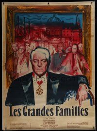 7b190 POSSESSORS linen French 1p '58 Les Grandes Familles, art of Jean Gabin by Rene Peron!