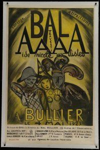 7b162 BAL BULLIER linen 31x48 French advertising poster '23 cool art of masquerade party costumes!