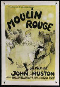 7b165 MOULIN ROUGE linen French 31x47 R80s Jose Ferrer as Toulouse-Lautrec, different Gaborit art!