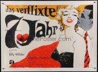 7b115 SEVEN YEAR ITCH linen German 33x47 R66 different Fischer-Nosbisch art of sexy Marilyn Monroe!