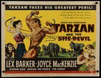 7b041 TARZAN & THE SHE-DEVIL style B 1/2sh '53 Joyce MacKenzie whips at barechested Lex Barker!