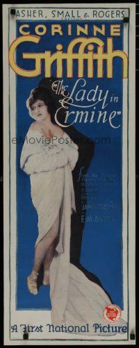 7b019 LADY IN ERMINE insert '27 wonderful full-length beautiful Corrine Griffith clad only in fur!