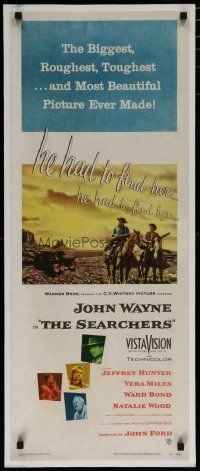 7b021 SEARCHERS insert '56 classic art of John Wayne in Monument Valley, John Ford