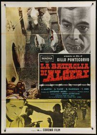 7b075 BATTLE OF ALGIERS Italian 1p '66 Gillo Pontecorvo's La Battaglia di Algeri, war images!