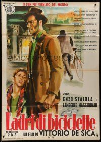 7b076 BICYCLE THIEF Italian 1p R55 Vittorio De Sica's classic Ladri di biciclette, wonderful art!