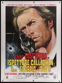 7b140 DIRTY HARRY linen Italian 1p '72 different art of Clint Eastwood pointing gun, Don Siegel