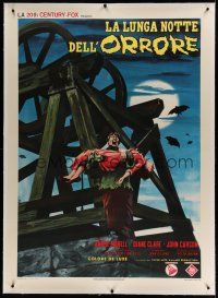 7b151 PLAGUE OF THE ZOMBIES linen Italian 1p '66 Hammer horror, different undead monster artwork!