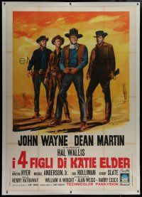 7b130 SONS OF KATIE ELDER linen Italian 2p '65 different art of John Wayne, Dean Martin & co-stars!