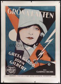 7b282 WOMAN OF AFFAIRS linen 45x63 commercial REPRO poster '80s wonderful deco art of Greta Garbo!