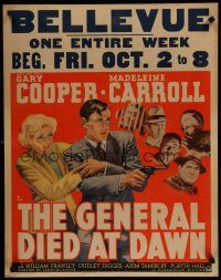 7b027 GENERAL DIED AT DAWN jumbo WC '36 different art of Gary Cooper protecting Madeleine Carroll!