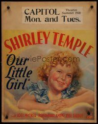 7b029 OUR LITTLE GIRL jumbo WC '35 wonderful different art of cute smiling Shirley Temple!
