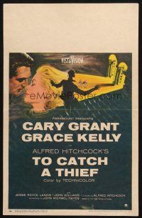 7b066 TO CATCH A THIEF WC '55 romantic close up art of Grace Kelly & Cary Grant, Alfred Hitchcock