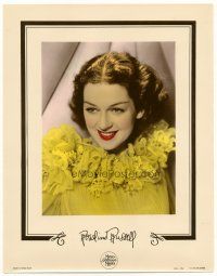 7c350 ROSALIND RUSSELL color-glos 11x14 still '41 great smiling portrait in ruffled yellow dress!