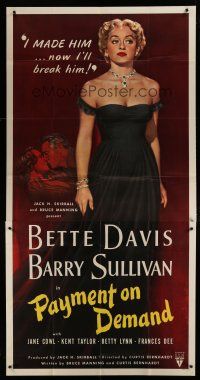 7c256 PAYMENT ON DEMAND 3sh '51 classic image of Bette Davis, who made him & will break him!