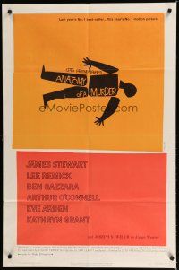 7c356 ANATOMY OF A MURDER 1sh '59 Otto Preminger, classic Saul Bass dead body silhouette art!