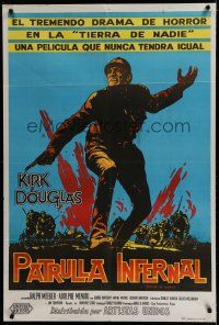 7c246 PATHS OF GLORY Argentinean '58 Stanley Kubrick, great artwork of Kirk Douglas in WWI!