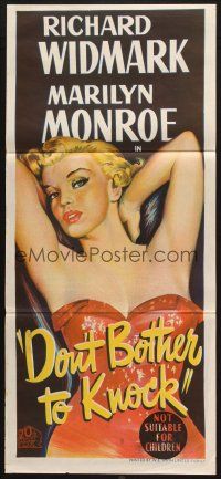 7c278 DON'T BOTHER TO KNOCK Aust daybill '52 sexiest Marilyn Monroe on black background!