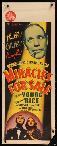 7c090 MIRACLES FOR SALE long Aust daybill '39 Robert Young, Florence Rice, directed by Tod Browning!