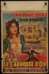 7c094 GOLDEN COACH Belgian '52 Jean Renoir's Le carrosse d'or, different art of Anna Magnani!