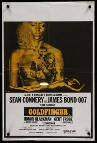 7c118 GOLDFINGER English double crown R70s Sean Connery as James Bond, Honor Blackman, golden girl