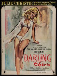 7c122 DARLING French 23x32 '65 John Schlesinger directed, Allard art of super sexy Julie Christie!