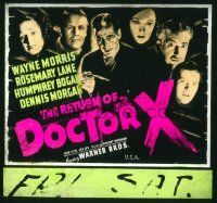 7c268 RETURN OF DOCTOR X glass slide '39 wacky Warner Bros. horror with vampire Humphrey Bogart!