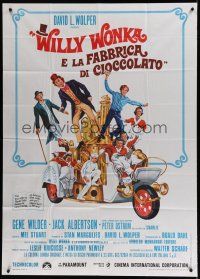 7c238 WILLY WONKA & THE CHOCOLATE FACTORY Italian 1p '71 cool different art of Gene Wilder & cast!