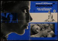7c187 PERSONA blue Italian photobusta '66 c/u of Liv Ullmann & Bibi Andersson, Bergman classic!