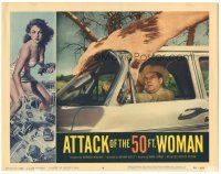 7c432 ATTACK OF THE 50 FT WOMAN LC #6 '58 special effects image of enormous hand grabbing car!