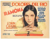 7c423 RAMONA TC '28 different artwork of pretty Dolores Del Rio with source novel!