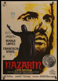 7c075 NAZARIN Mexican poster '59 Luis Bunuel, art of Mexican Catholic priest by Mendoza!