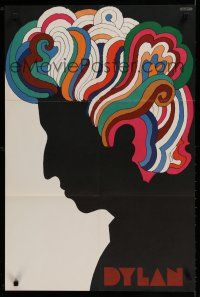 7c313 DYLAN 22x33 music poster '67 colorful silhouette art of Bob by Milton Glaser!